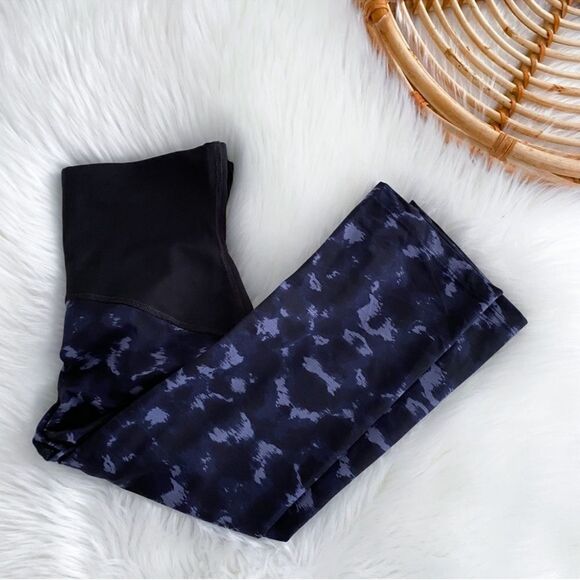 Spanx The Active Compression Knee Pant Blue Camo Midnight Sky Crop Leggings L - Picture 3 of 6